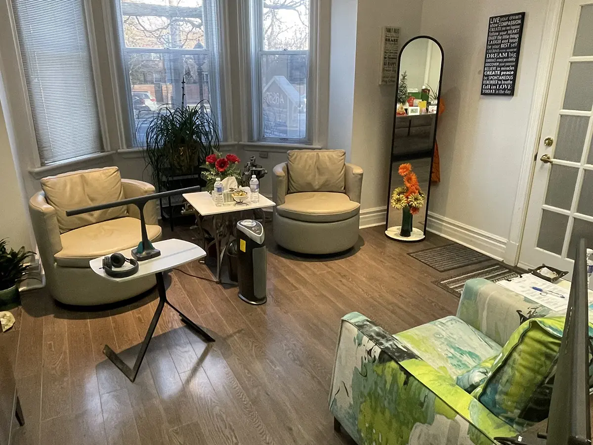 Seating area inside the Rafati Counselling Services office in Thornhill